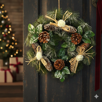 Коледен венец с орнаменти за декорация на дома