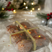 Комплект перлени коледни топки – 6 броя в различни цветове + подарък 6бр златисти топки SD31