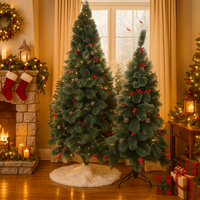 Изкуствена елха/борче с червен глог и шишарки