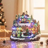 Празнична коледна сцена с LED осветление – Ръчно изработена декорация