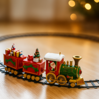 Светещо и музикално коледно влакче с релси