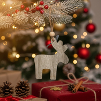 Изчистено дървено еленче - Празнична декорация за елха