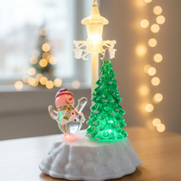 Коледна декорация - Снежен човек и елха под лампа