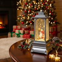 Коледна декоративна лампа със снежен човек в сребристо