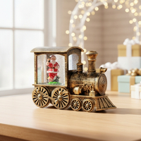 Коледна декорация - светещ ретро влак със снежинки