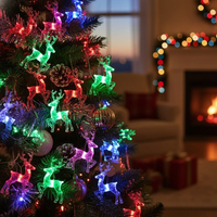Многоцветни коледни LED лампички с еленчета - Многоцветни дължина - 5м 28бр лампички