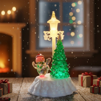 Коледна декорация - Снежен човек и елха под лампа