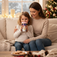 Порцеланова Коледна чаша със силиконов капак