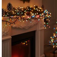 Цветни коледни лампички с черен кабел