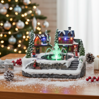 Коледна декорация със светлини и воден фонтан – зимна приказка за вашия дом