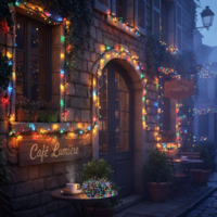 Цветни коледни лампички с черен кабел