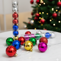 Празничен комплект от 12 бр. цветни топки в разнообразие от цветове и размери