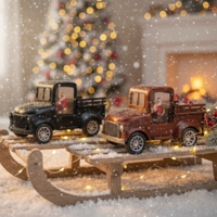 Ретро светеща коледна декорация Кола с Дядо Коледа“ – винтидж празничен чар