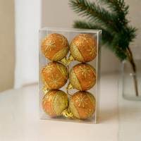 Комплект перлени коледни топки – 6 броя в различни цветове + подарък 6бр златисти топки SD31