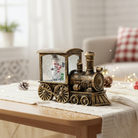 Коледна декорация - светещ ретро влак със снежинки