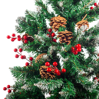 Изкуствена елха Luxury Diamond с червен глог и шишарки