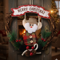 Ръчно изработен коледен венец Merry Christmas