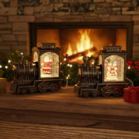 Коледна декорация - светещ ретро влак със снежинки