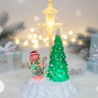 Коледна декорация - Снежен човек и елха под лампа