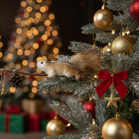 Коледна декорация катеричка на клонче