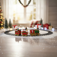 Светещо и музикално коледно влакче с релси