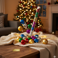 Празничен комплект от 12 бр. цветни топки в разнообразие от цветове и размери