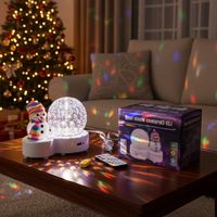 Коледна LED лампа сфера с коледна фигура на Снежен човек и многоцветна светлина