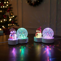 Коледна LED лампа сфера с коледна фигура на Снежен човек и многоцветна светлина