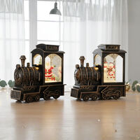 Коледна декорация - светещ ретро влак със снежинки