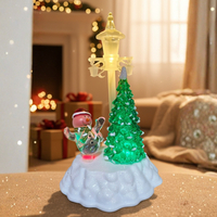 Коледна декорация - Снежен човек и елха под лампа