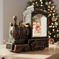 Коледна декорация - светещ ретро влак със снежинки