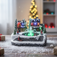 Коледна декорация със светлини и воден фонтан – зимна приказка за вашия дом