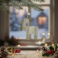 Изчистено дървено еленче - Празнична декорация за елха