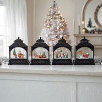 Коледна лампа фенер със сняг и коледни орнаменти