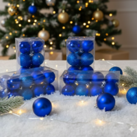 Коледни топки за украса 24 броя с кутия