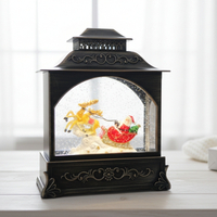 Коледна лампа фенер със сняг и коледни орнаменти