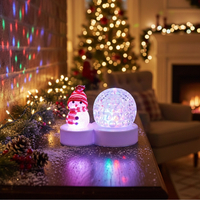 Коледна LED лампа сфера с коледна фигура на Снежен човек и многоцветна светлина