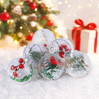 Комплект от 6 прозрачни топки за елха пълни с коледна декорация