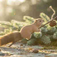 Коледна декорация катеричка на клонче