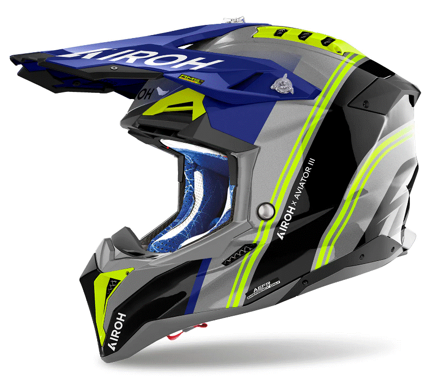 Каска AIROH AVIATOR 3 HIMA BLUE YELLOW