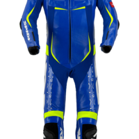 Кожен мото екип с гърбица SPIDI TRACK REPLICA EVO BLUE/YELLOW