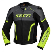 Кожено мото яке SECA HOOLIGAN TITANIUM/FLUO YELLOW