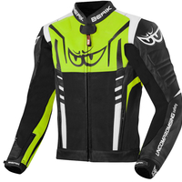 Кожено Мото яке Berik Striper Black/White/Fluo Yellow