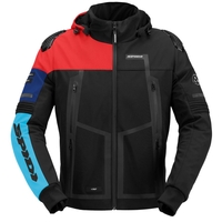 Текстилно мото яке SPIDI HOODIE WARRIOR H2OUT BLACK/RED/SKY BLUE