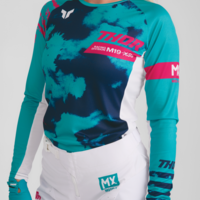 Дамско мотокрос джърси THOR LAUNCHMODE BLEACH WHITE/AQUA