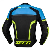 Кожено мото яке SECA HOOLIGAN BLUE/FLUO YELLOW