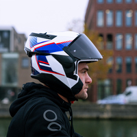 Модуларна каска SHARK OXO SIKTER White Chrome Blue