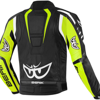 Кожено Мото яке Berik Striper Black/White/Fluo Yellow