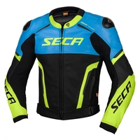 Кожено мото яке SECA HOOLIGAN BLUE/FLUO YELLOW