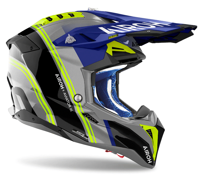 Каска AIROH AVIATOR 3 HIMA BLUE YELLOW